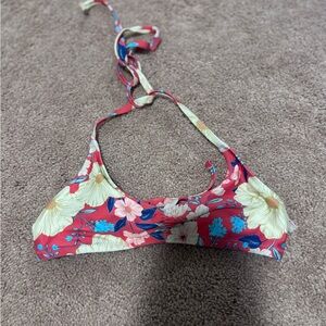 Aerie Floral Halter Bikini Top - Blue and Pink
